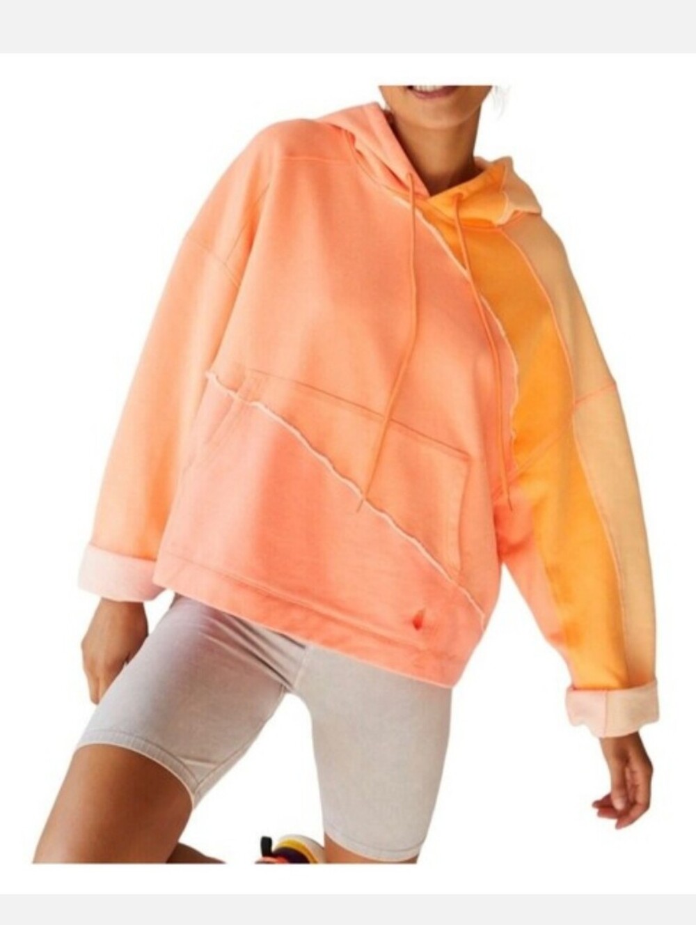 FP Movement Free People All Or Nothing Cropped Hoodie Oversized Sweatshirt S